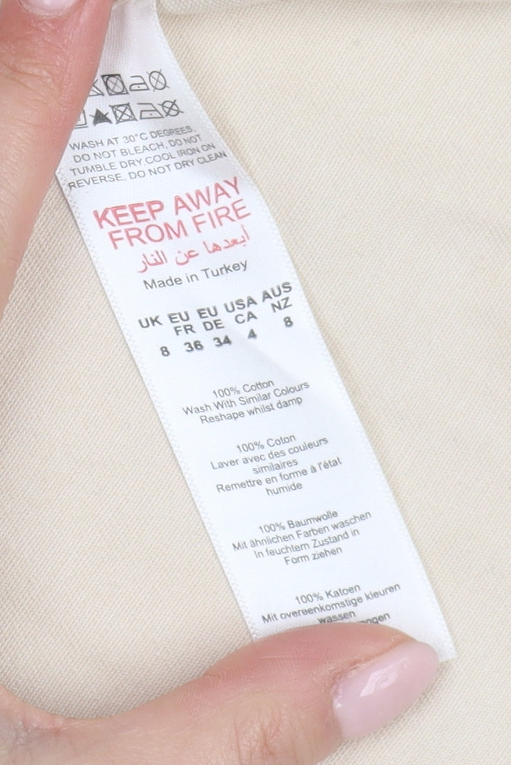 PrettyLittleThing Beige Women's Skirt, Size 8, Cotton