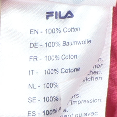 Brand and care label for Fila Women's Pink XS Cotton T-Shirt with Logo