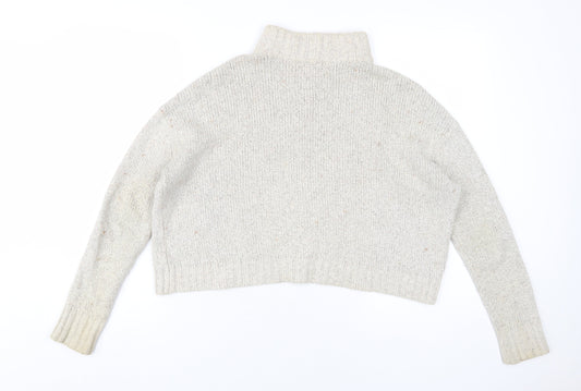 American Eagle Women Ivory High Neck Jumper M