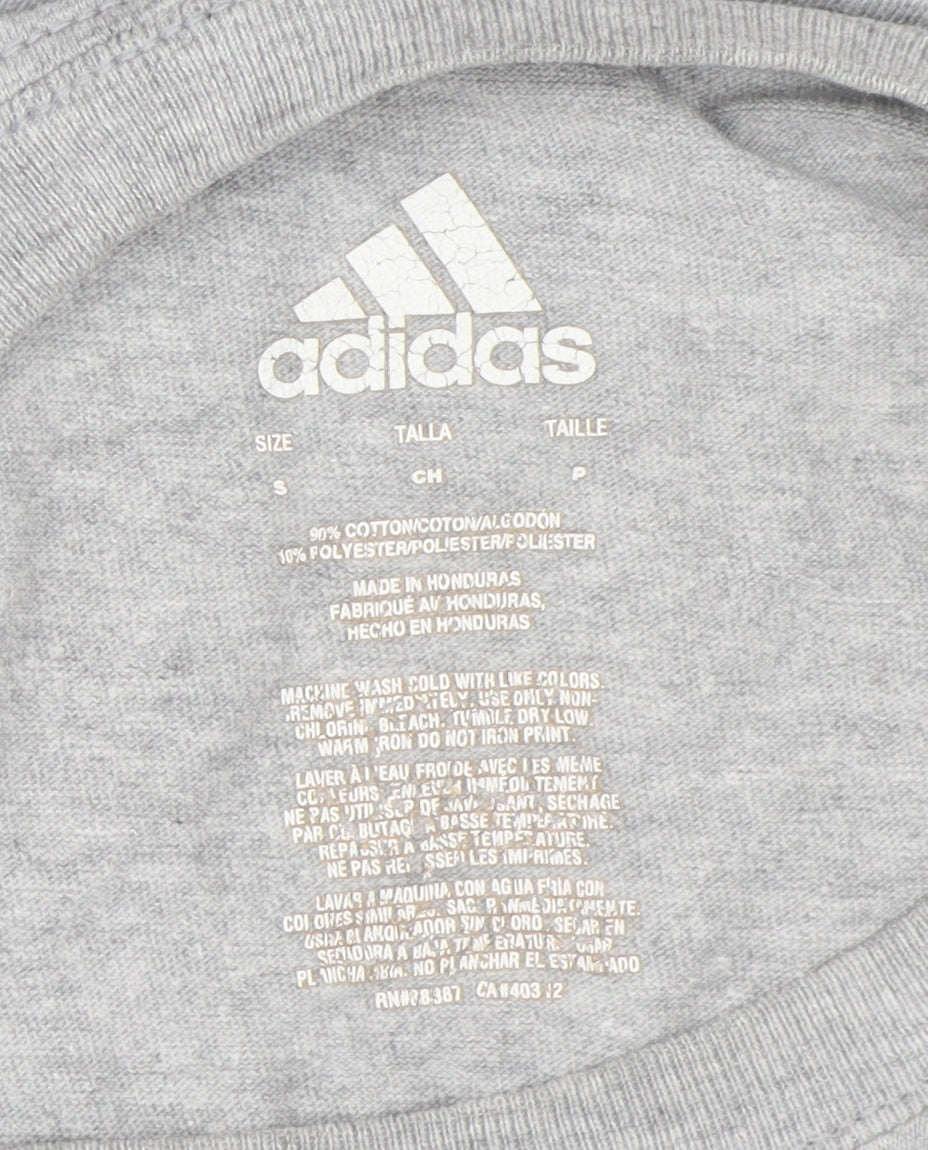 Adidas Men's Grey Crew Neck Logo T-Shirt, Size S - Excellent