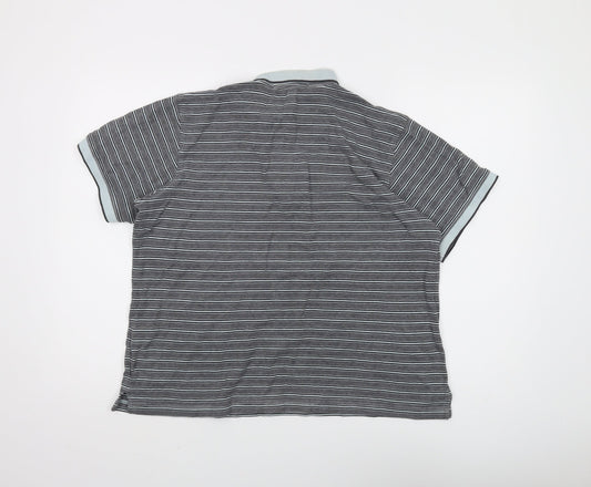 Lyle & Scott Men's Grey Striped Polo Shirt L