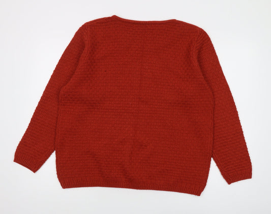 Womens UK Size L Isle Essentials Red Pullover Jumper