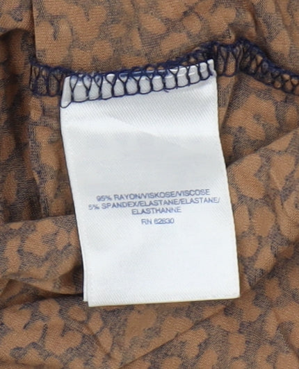 Lands' End Women's Animal Print Blouse - L, Brown/Blue