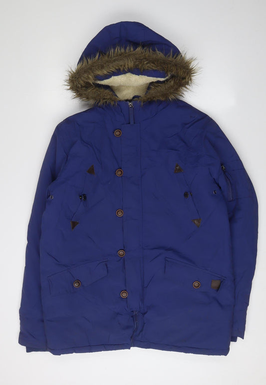 Unisex Adults UK Size L Brave Soul Blue Parka Coat