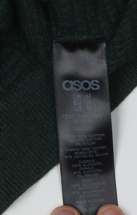 ASOS Men's Green Pullover Jumper, Size M, Cotton Blend
