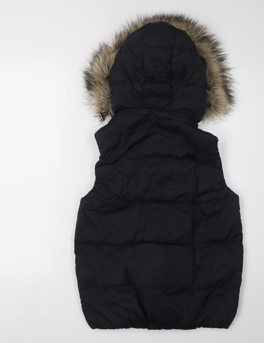 Gap Women's Black XS Puffer Waistcoat Hooded