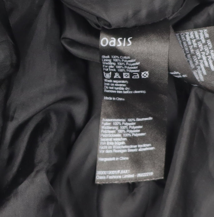 Womens UK Size S Oasis Black Parka Coat