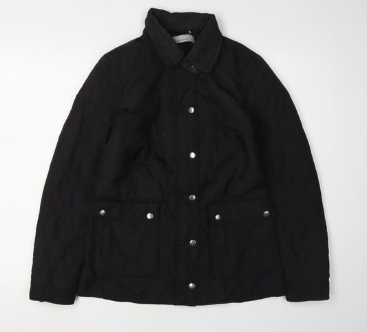 Womens UK Size 8 Dorothy Perkins Black Quilted Coat