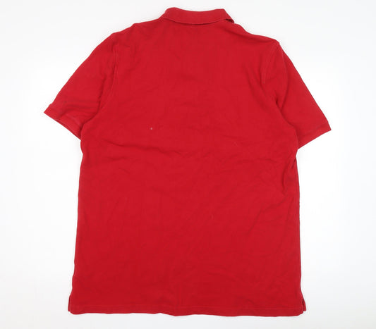 Lands' End Men's Red Polo Shirt Size L Regular Fit