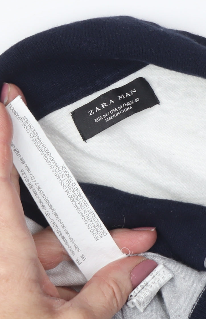 Zara Man Men’s Grey M Collared Pullover Jumper