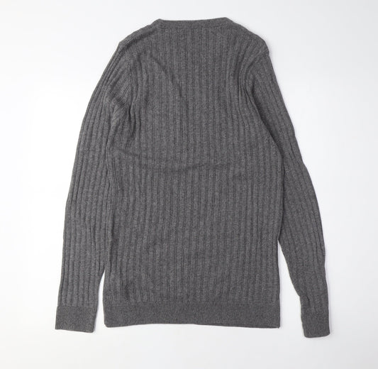 boohoo Grey Unisex Crew Neck Pullover Jumper Size M