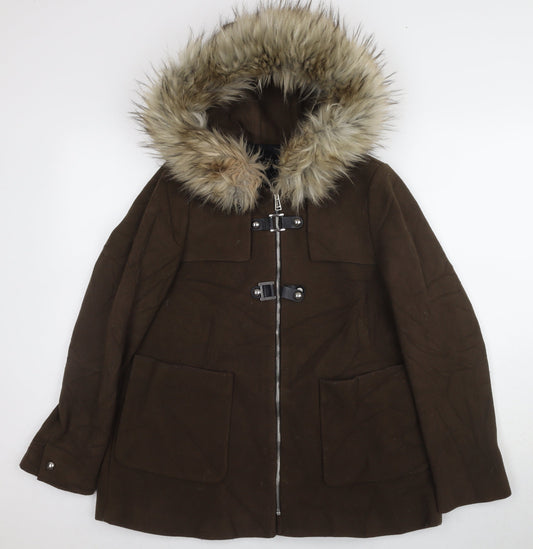 Womens UK Size S Zara Brown Parka Coat