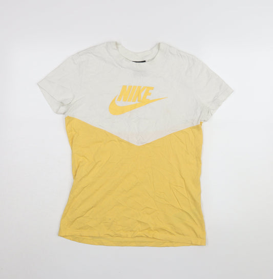 Additional front view of Nike unisex yellow t-shirt, size S, colourblock design