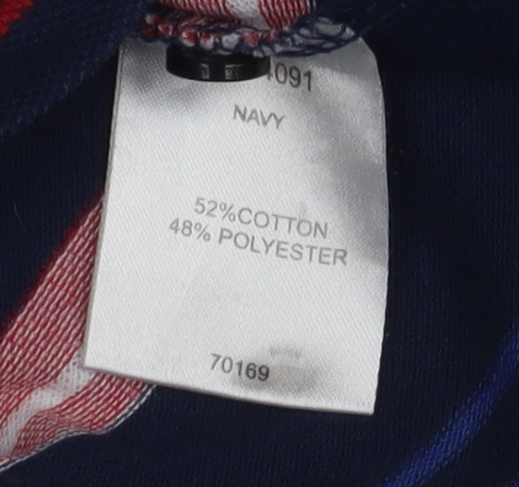 Cotton Traders Men's Blue Striped Polo Shirt L