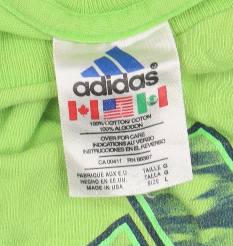 Adidas Men's Green L T-Shirt Sports Graphic Logo
