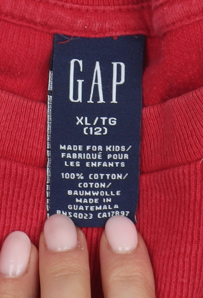Unisex Adults UK Size 12 Gap Red Basic T-Shirt