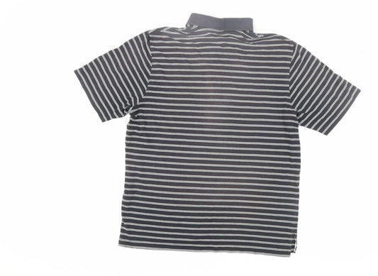 Ashworth Men's Black Striped Polo Shirt Size 14