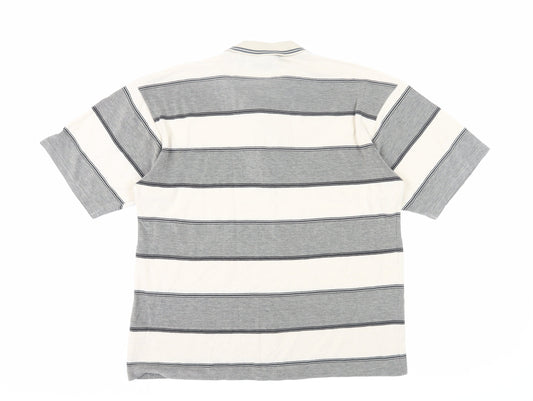 Grand Slam Men's Grey Striped Polo Shirt L Casual