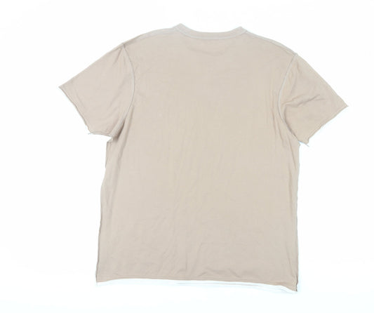 Red Herring Men's Beige V-Neck T-Shirt L