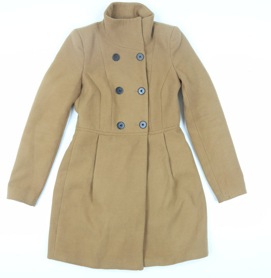 Womens UK Size XS Zara Brown Pea Coat Coat