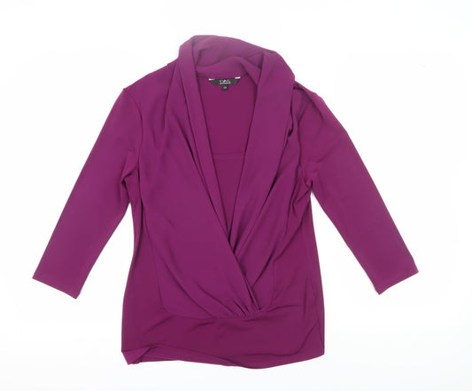 Womens UK Size 14 Star Purple Wrap Blouse