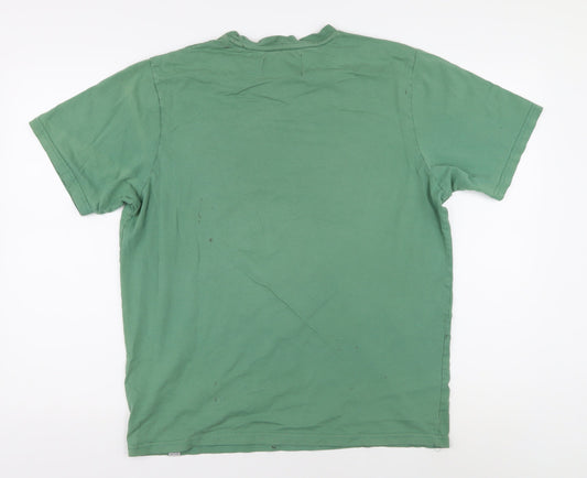 Pull & Bear Men's Green Size 10 Crew Neck T-Shirt
