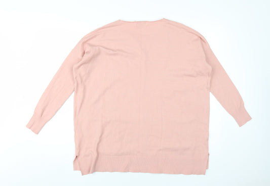 Womens UK Size 10 Apricot Pink Cardigan Jumper