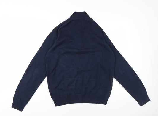 Morley Men's Blue 1/2 Zip Cotton Jumper M