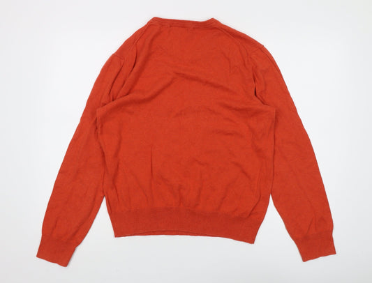 Gap Men's Orange Cotton V-Neck Pullover Jumper M