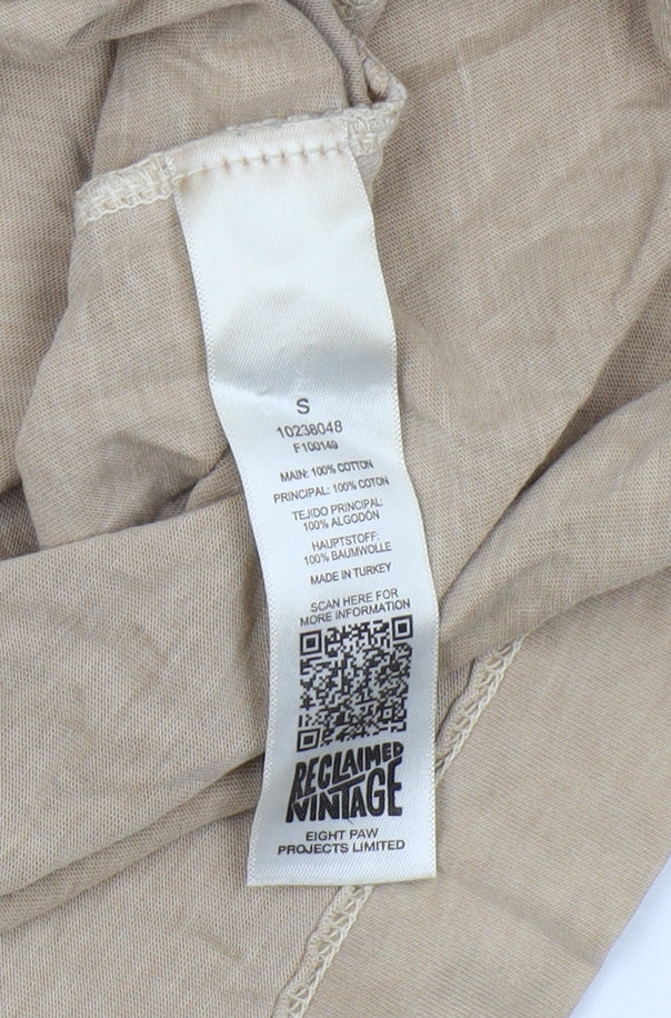 Reclaimed Vintage Mens Beige Crew Neck T-Shirt S