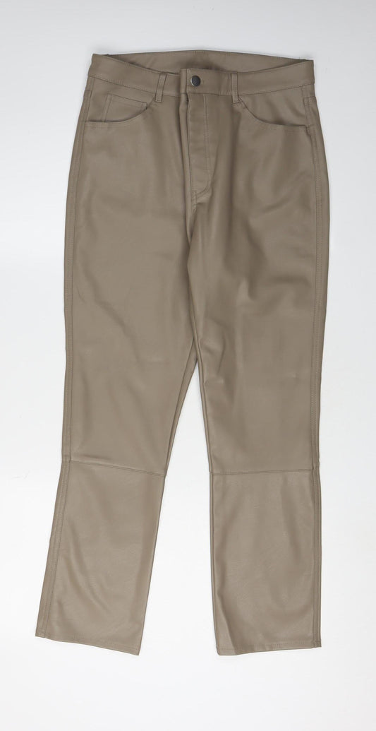 Womens UK Size 14 H&M Regular Fit Straight Beige Trousers