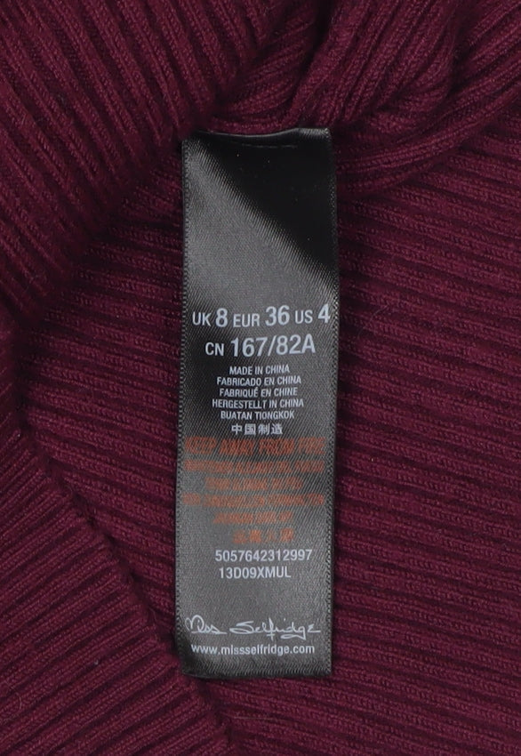 Miss Selfridge Women’s Red Bodycon Dress Size 8