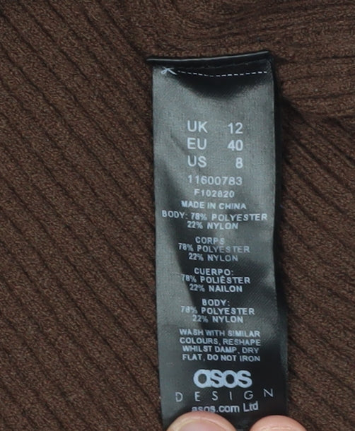 Womens UK Size 12 ASOS Brown Cardigan Jumper