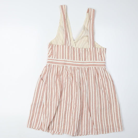 Zara Women's Multicoloured Striped Pinafore Dress Size 10