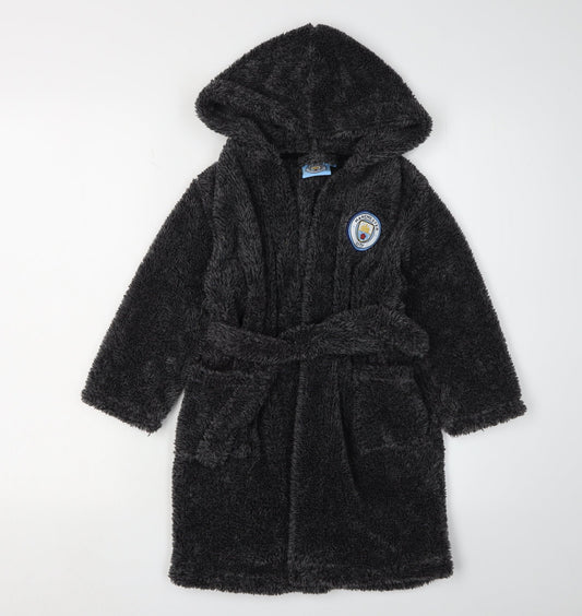 Manchester City Boys Black Robe, Hooded 4-5Y Polyester