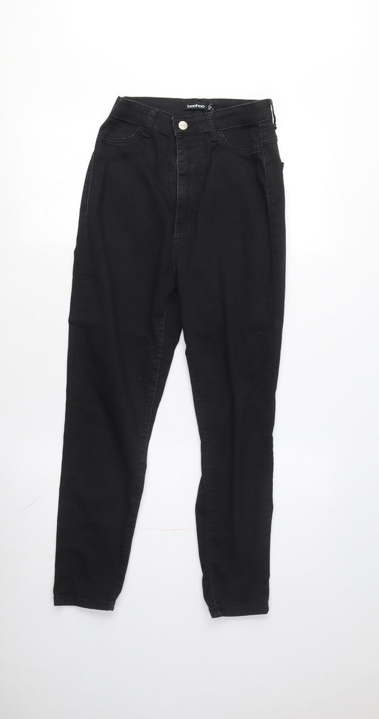 Womens UK Size S Boohoo Regular Fit Skinny Black Jeans