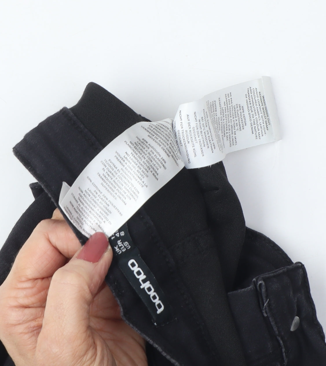 Womens UK Size S Boohoo Regular Fit Skinny Black Jeans