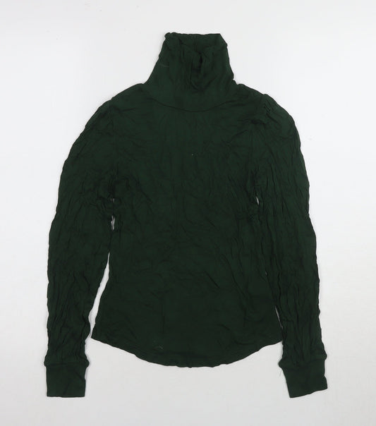 Marks and Spencer Unisex Green Roll Neck T-Shirt