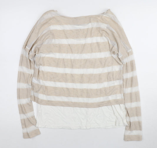Womens UK Size 12 Marks and Spencer Beige Basic T-Shirt