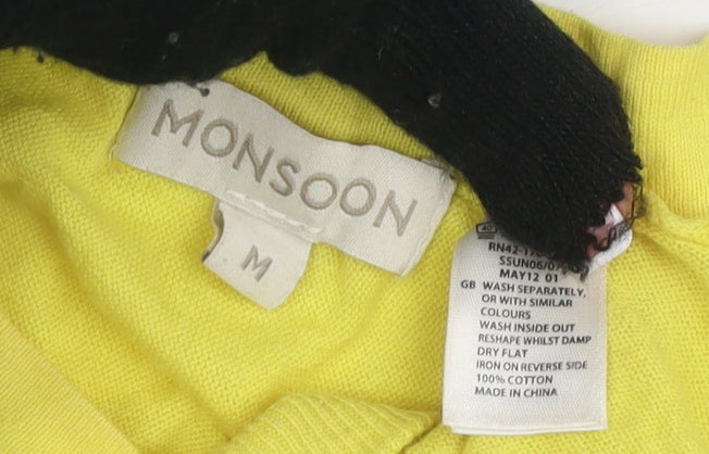 Womens UK Size M Monsoon Yellow Basic T-Shirt