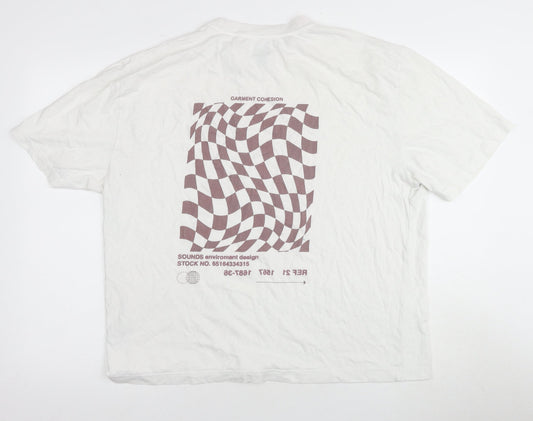 River Island Men's White Graphic T-Shirt L Short Sleeve