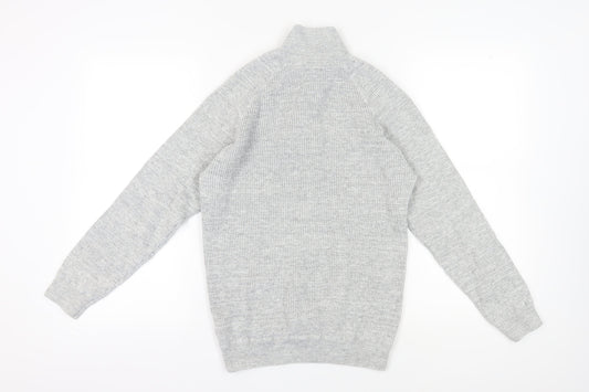 Next Men's Grey Medium Henley High Neck Jumper