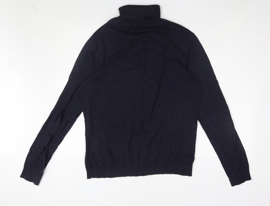 Selected Homme Black Roll Neck T-Shirt L Men Long Sleeve