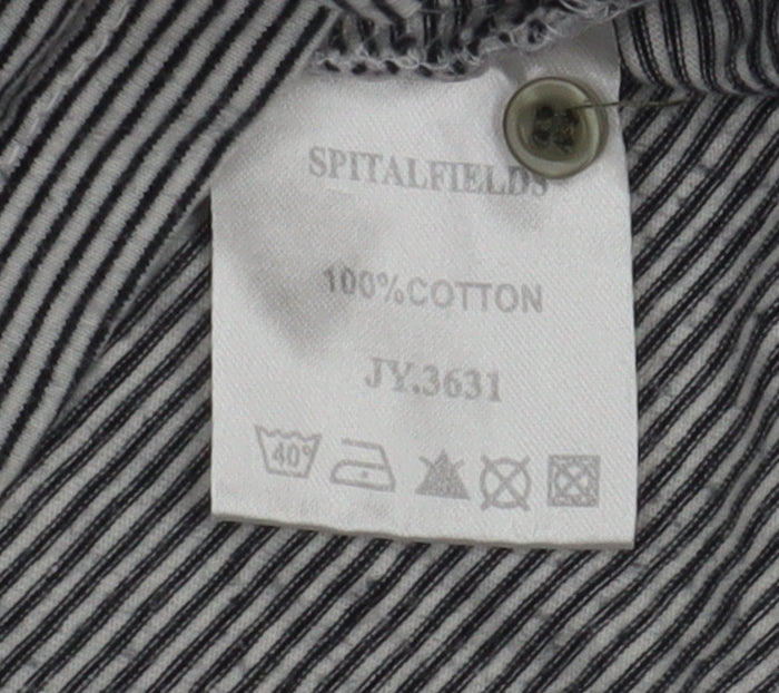 Spitalfields Men's Black Striped Polo Shirt Size M