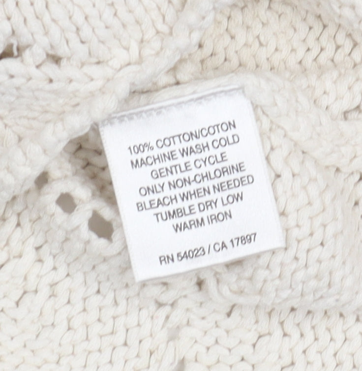 Old Navy Women Ivory Basic Knit T-Shirt, Size M