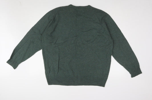Atlantic Bay Men's Green XL Wool V-Neck Pullover Jumper