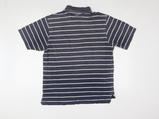 Reebok Men's Blue Striped Polo L Regular Fit
