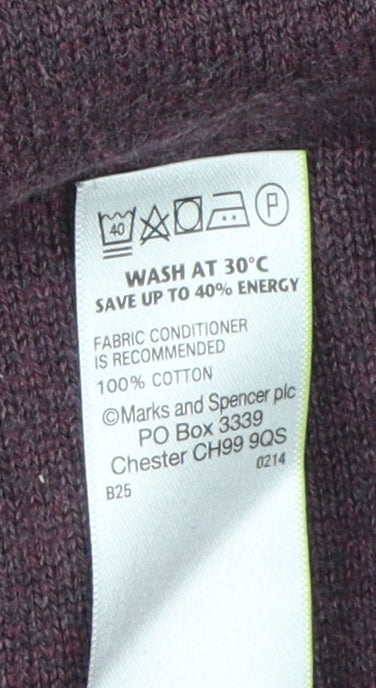 Marks and Spencer Men's Purple V-Neck Pullover Jumper M