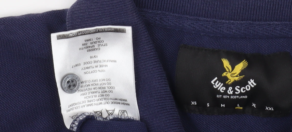 Lyle & Scott Men's Blue Polo Shirt - Medium Size