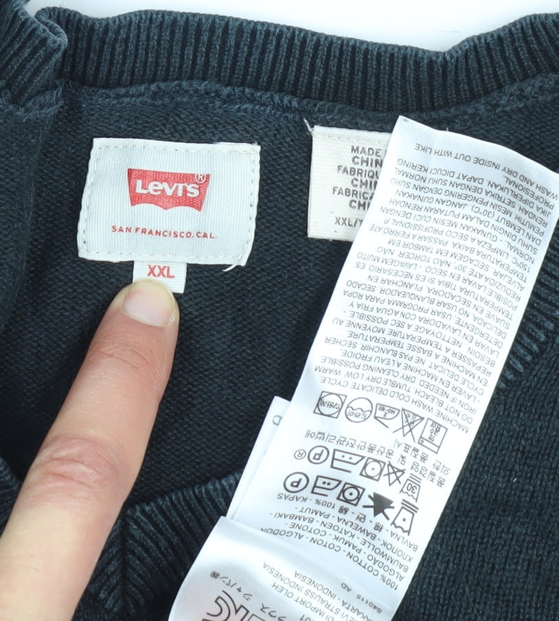 Levi's Men's Black 2XL Pullover V-Neck Jumper